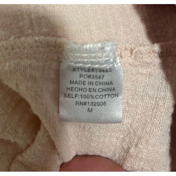 ENTRO Womens M Floral Embroidered Short Tie Top Pink Boho Flowy Hippie Festival - Picture 5 of 9